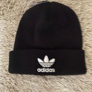 Adidas Black Knit Hat with White Logo